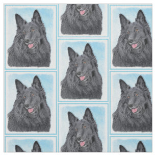 Belgian Sheepdog Painting - Cute Original Dog Art Fabric