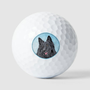 Belgian Sheepdog Painting - Cute Original Dog Art Golf Balls