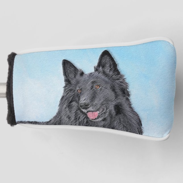 Belgian Sheepdog Painting - Cute Original Dog Art Golf Head Cover (Front)