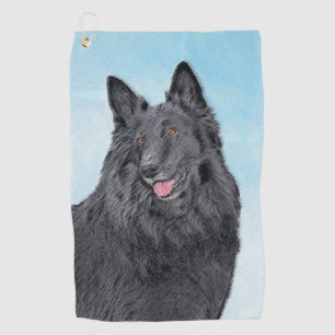 Belgian Sheepdog Painting - Cute Original Dog Art Golf Towel