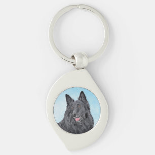 Belgian Sheepdog Painting - Cute Original Dog Art Key Ring
