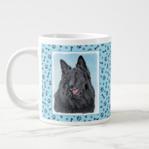 Belgian Sheepdog Painting - Cute Original Dog Art Large Coffee Mug