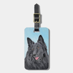 Belgian Sheepdog Painting - Cute Original Dog Art Luggage Tag