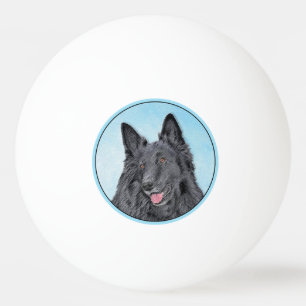 Belgian Sheepdog Painting - Cute Original Dog Art Ping Pong Ball