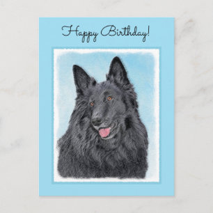 Belgian Sheepdog Painting - Cute Original Dog Art Postcard
