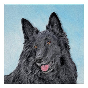 Belgian Sheepdog Painting - Cute Original Dog Art Poster