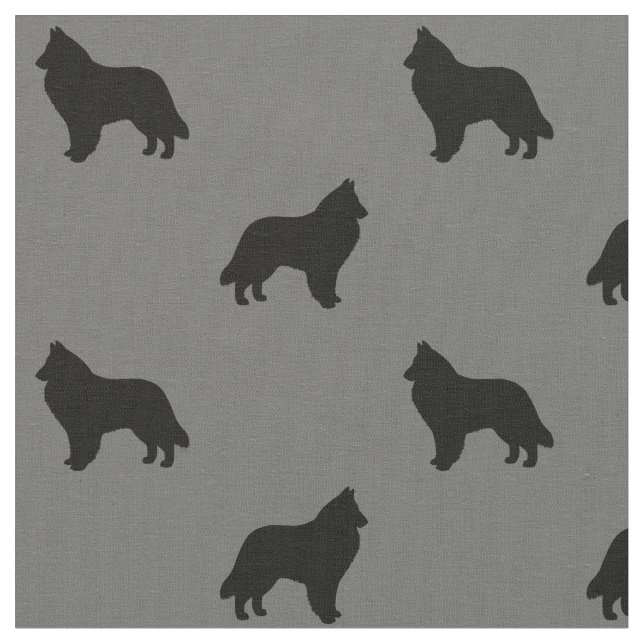 Belgian Sheepdog Silhouettes Belgian Shepherds Fabric (Close Up)