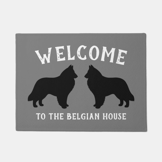 Belgian Sheepdog Silhouettes Custom Doormat (Front)
