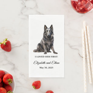 Belgian Sheepdog Wedding Dinner Napkin