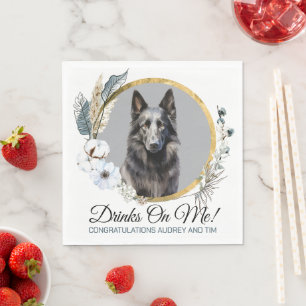 Belgian Sheepdog Wedding Napkins With Dogs Photo