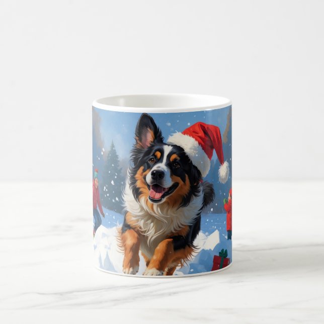 Belgian Shepherd  Christmas Festive Snow Scene Coffee Mug (Center)