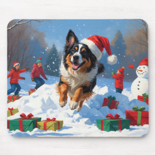 Belgian Shepherd Christmas Festive Snow Scene Mouse Pad
