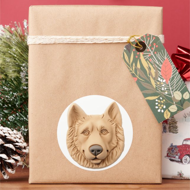Belgian Shepherd Dog 3D Inspired Classic Round Sticker (Holiday)