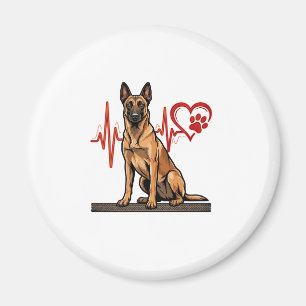 Belgian Shepherd Dog Heartbeat Paw Heart Magnet