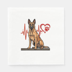 Belgian Shepherd Dog Heartbeat Paw Heart Napkin