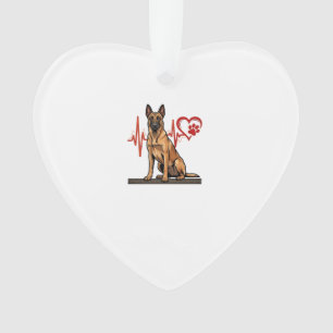 Belgian Shepherd Dog Heartbeat Paw Heart Ornament