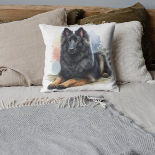 Belgian Shepherd Dog in Watercolor Cushion