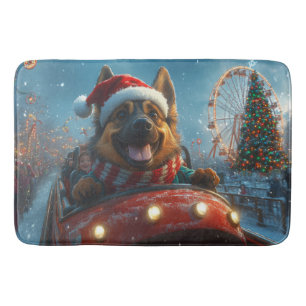 Belgian Shepherd Dog Roller Coaster Christmas Bath Mat