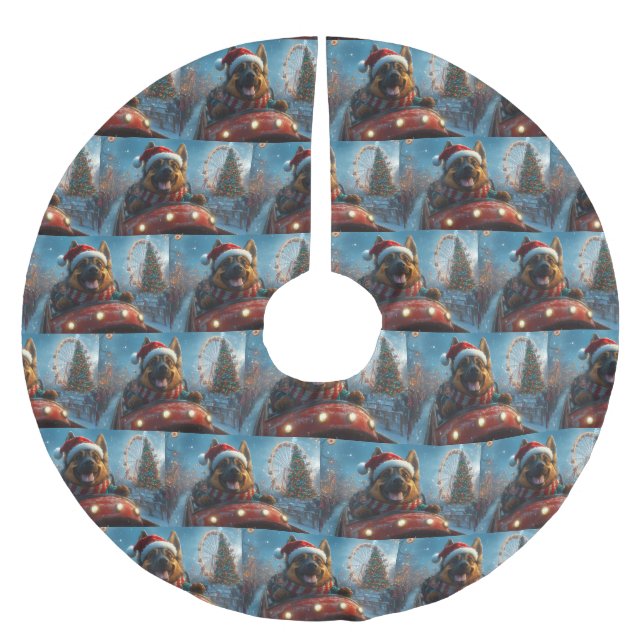 Belgian Shepherd Dog Roller Coaster Christmas Brushed Polyester Tree Skirt (Front)