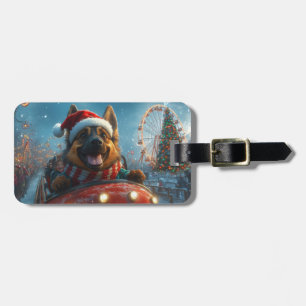 Belgian Shepherd Dog Roller Coaster Christmas Luggage Tag