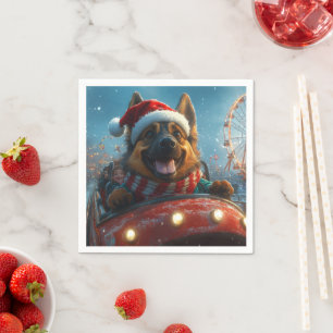 Belgian Shepherd Dog Roller Coaster Christmas Napkin