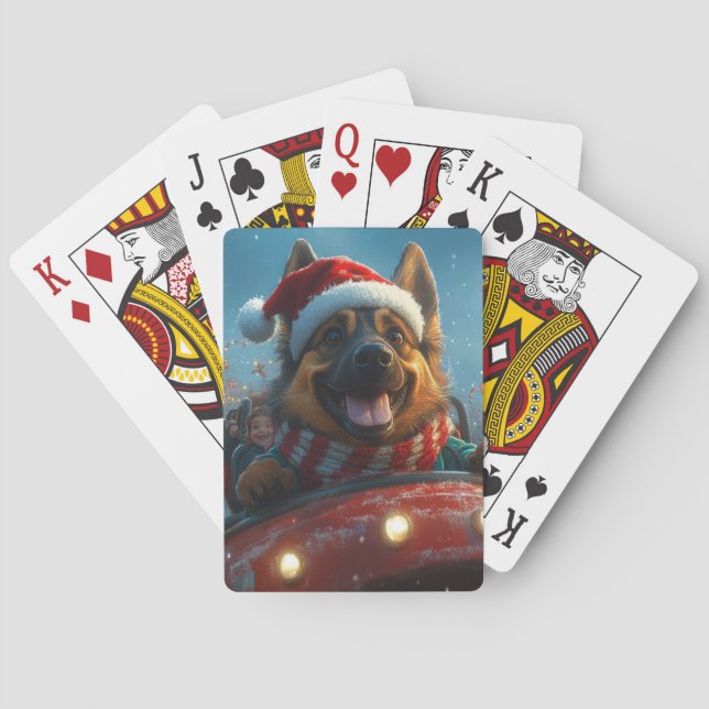 Belgian Shepherd Dog Roller Coaster Christmas Playing Cards (Back)
