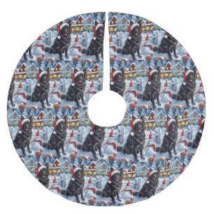 Belgian Shepherd Dog Winter Wonderland Christmas  Brushed Polyester Tree Skirt