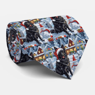 Belgian Shepherd Dog Winter Wonderland Christmas Tie