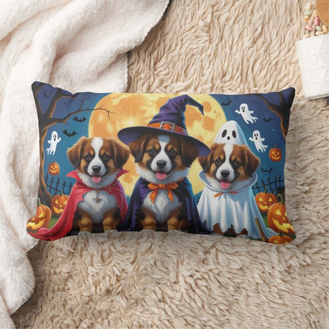 Belgian Shepherd Dogs Pumpkin Halloween Funny Lumbar Cushion (Blanket)