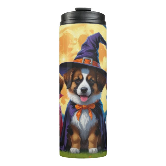 Belgian Shepherd Dogs Pumpkin Halloween Funny Thermal Tumbler (Front)