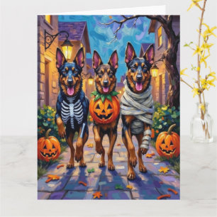 Belgian Shepherd Dogs Trick-or-Treating Halloween Card