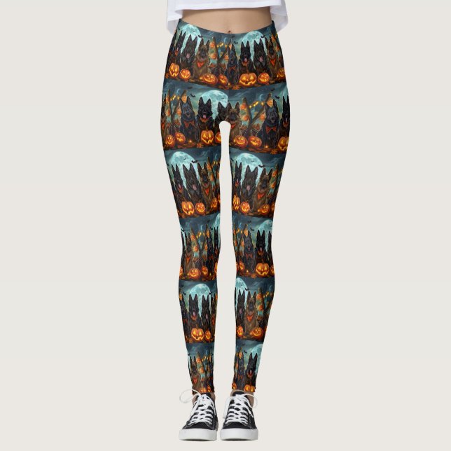 Belgian Shepherd Halloween Spooky Leggings (Front)