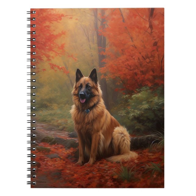 Belgian Shepherd in Autumn Leaves Fall Inspire  Notebook (Front)