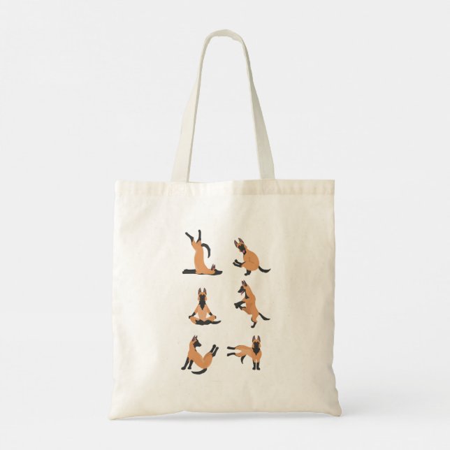 Belgian shepherd Malinois doing yoga Tote bag (Back)