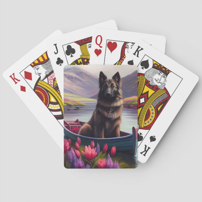 Belgian Shepherd on a Paddle: A Scenic Adventure Playing Cards (Back)
