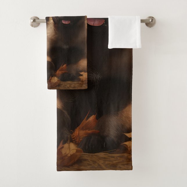Belgian Shepherd Puppy Autumn Delight Pumpkin Bath Towel Set (Insitu)