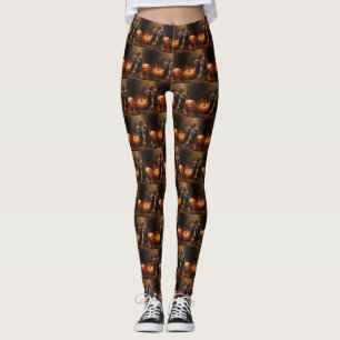 Belgian Shepherd Puppy Autumn Delight Pumpkin Leggings