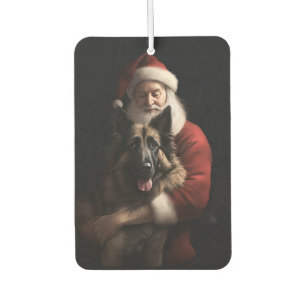 Belgian Shepherd Santa Claus Festive Christmas Car Air Freshener