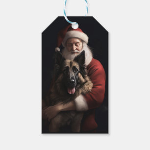Belgian Shepherd Santa Claus Festive Christmas Gift Tags