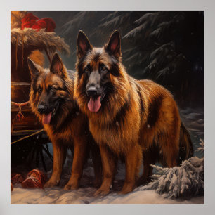 Belgian Shepherd Snowy Sleigh Christmas Decor