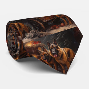 Belgian Shepherd Snowy Sleigh Christmas Decor Tie
