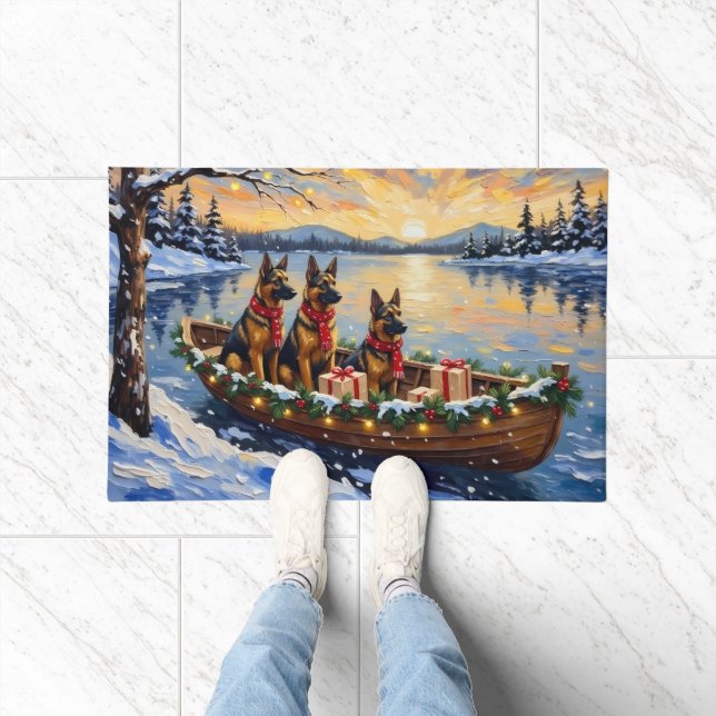 Belgian Shepherd Tervuren Christmas Boat Holiday Doormat (Indoor)