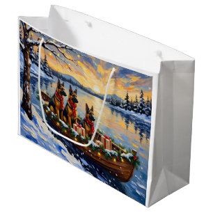 Belgian Shepherd Tervuren Christmas Boat Holiday Large Gift Bag