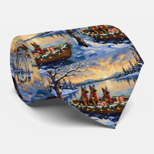 Belgian Shepherd Tervuren Christmas Boat Holiday Tie