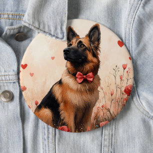 Belgian Shepherd with Roses - Valentine's Day 6 Cm Round Badge
