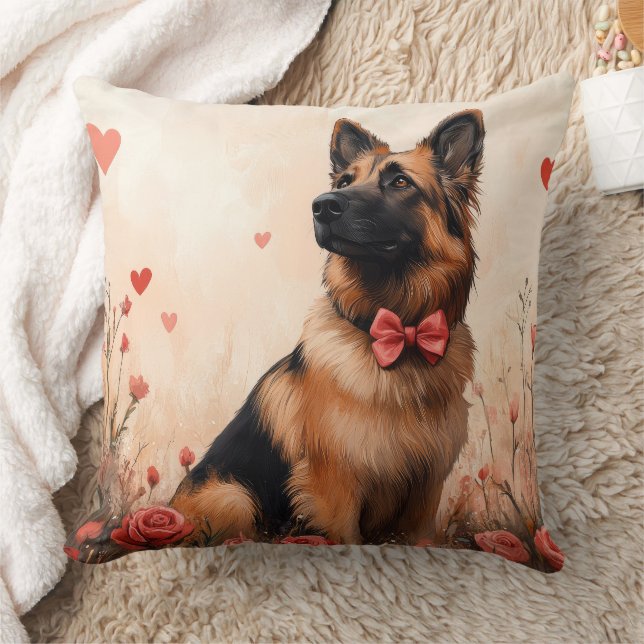 Belgian Shepherd with Roses - Valentine's Day Cushion (Blanket)