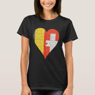 Belgian Swiss Flag Heart T-Shirt
