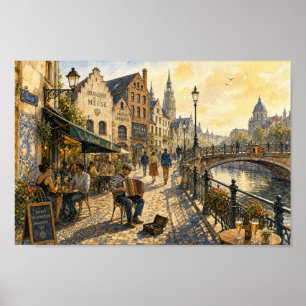 Belgian Tavern Barman Toast Scene Poster
