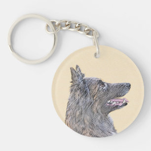 Belgian Tervuren 2 Painting - Original Dog Art Key Ring