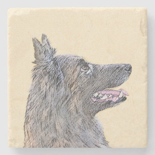 Belgian Tervuren 2 Painting - Original Dog Art Stone Coaster